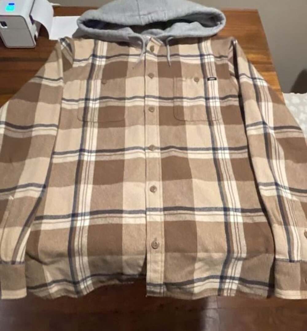 Vans Lopes Hooded Flannel Shirt Dirt Brown Plaid